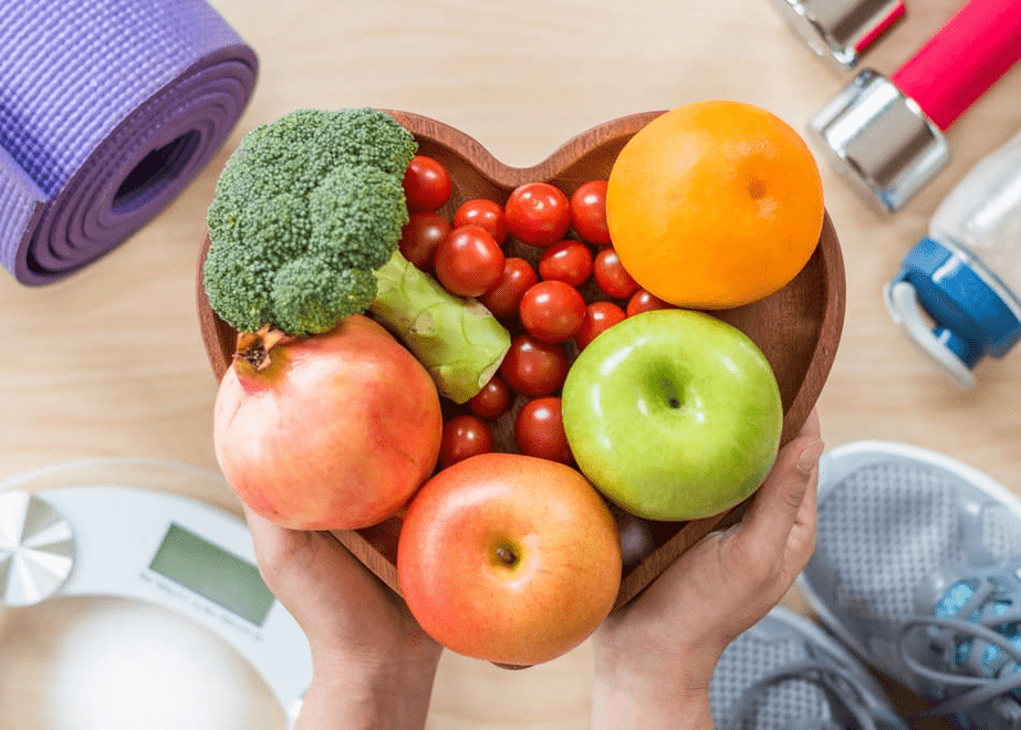 frutas formando un corazón